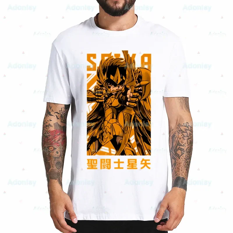 Saint Seiya T-Shirt Men Unisex Anime Cartoon Design Men Knights of The Zodiac Seya Anime Top Tee Shirt Summer Short Sleeve Style