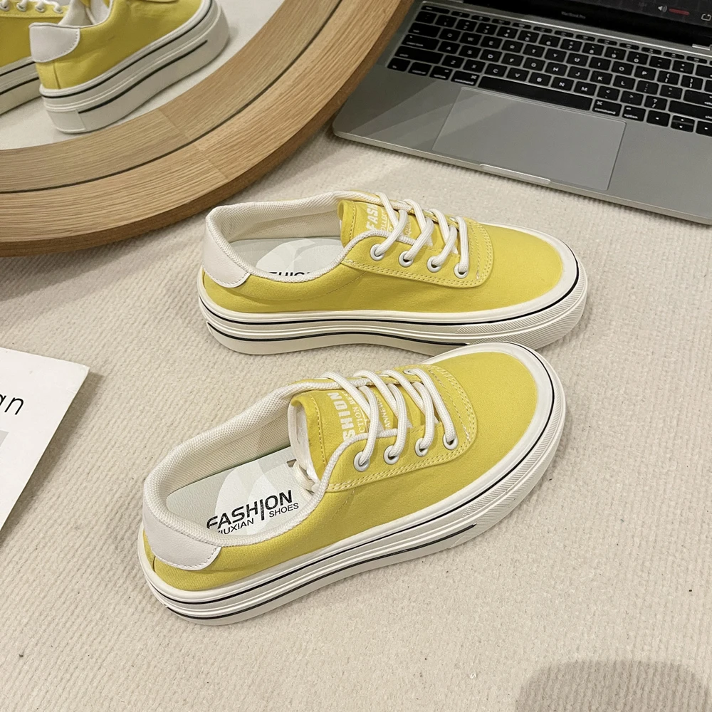 

Женские повседневные парусиновые туфли без шнуровки, дышащая дышащая обувь на толстой подошве, весна-осень, новый стиль, универсальные туфли на плоской подошве, резиновая подошва