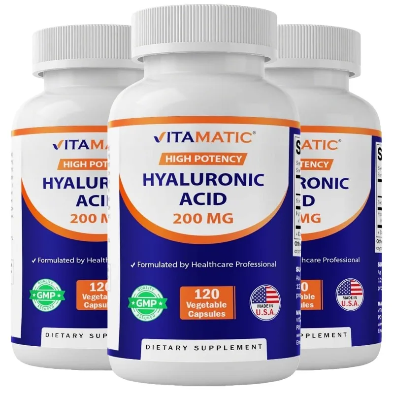 3 Bottles Hyaluronic Acid Capsules - Antioxidant, Supports Cell Repair and Growth, Reduces Wrinkles, Increases Skin Elasticity