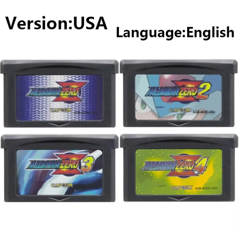 خرطوشة ألعاب Megaman Zero GBA 32 بت بطاقة وحدة تحكم ألعاب الفيديو Megaman Zero 1/2/3/4 بطاقات MegaMan & Bass Megaman Red Sun #3