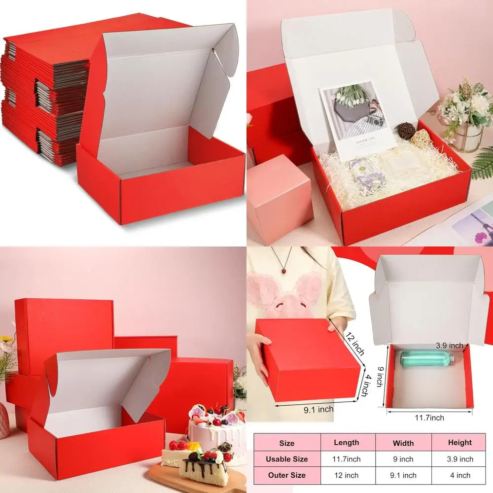 

40 штук картонных коробок для отправки почтой, упаковки литературы, малого бизнеса или упаковки товаров (12x9x4 дюйма, красные)