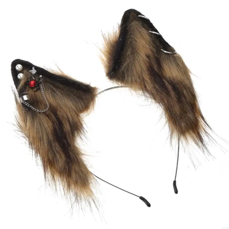 H58E Mooie hoofdband Cartoon Wolf Oorvorm Haarhoepel Leuke haarband voor damesmeisjes