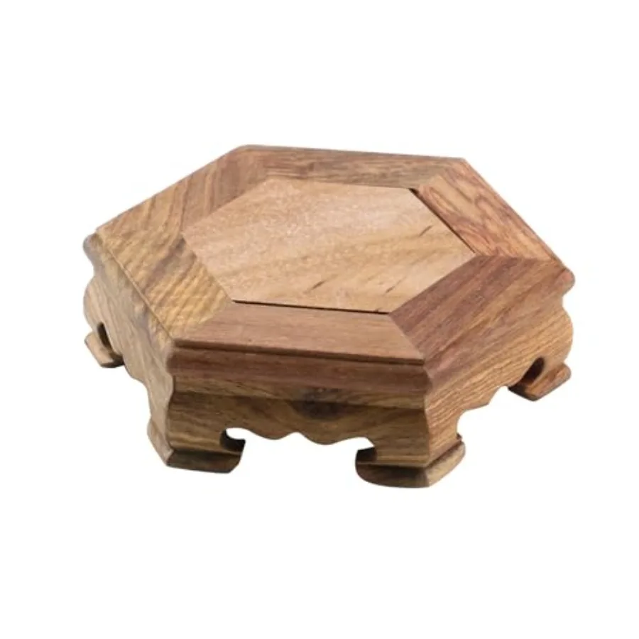 Base de madera para exhibición, 4.65" x 1.38", pedestal tallado en madera, estilo oriental, decoración del hogar para jarrones, macetas, teteras, tablas