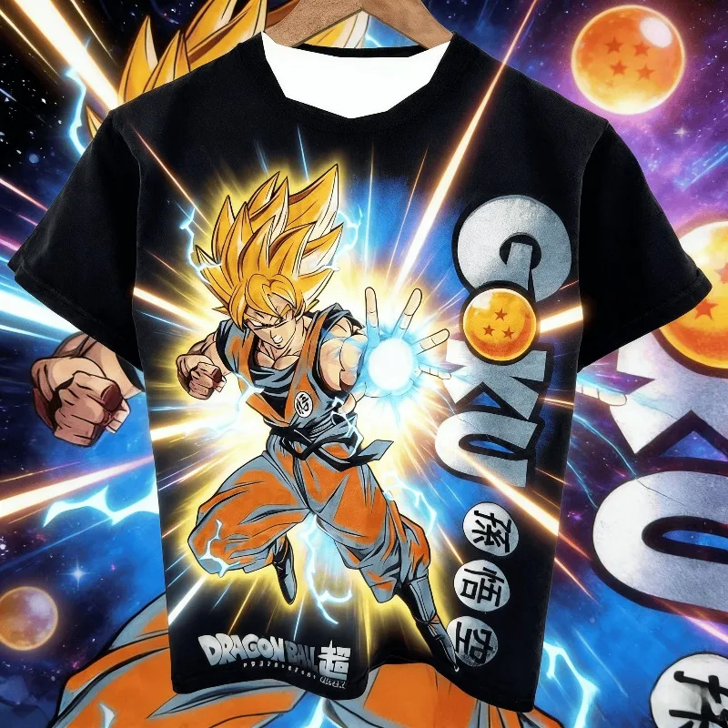 New Dragon Ball Z Broly Goku Vegeta Print Men's and Women's Crew Neck Plus Size Short Sleeve T-Shirts Relaxed Top Apparel