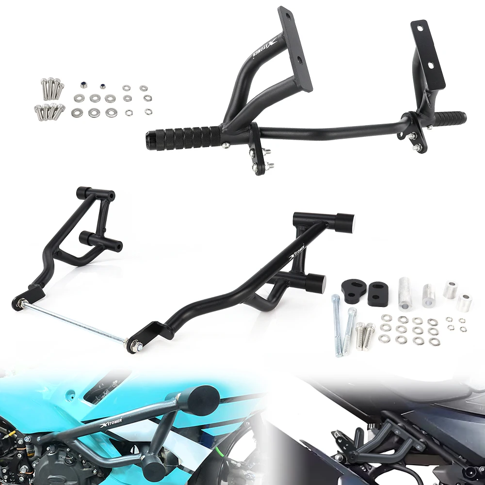 

For Kawasaki Ninja 400 2018-2025 Motorcycle Stunt Cage Engine Guard Crash Bar&Rear Footrests Subcage Step plate Stunt Protection