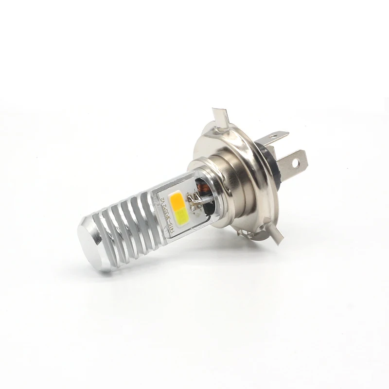 12-80V AC DC Dual Color H4 LED H6 P15D bA20D LED Motorcycle Headlight Bulb White/Amber Hi/LoW Lamp Scooter Accessories Fog Light