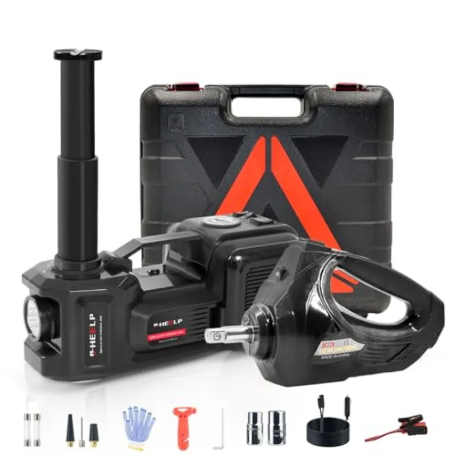 

Electric Car Jack Kit 5Ton 12V Hydraulic Car Jack Lift Lifting Range: 6.1~17.7 inch with Electric Impact Wrench for SUV MPV Sed