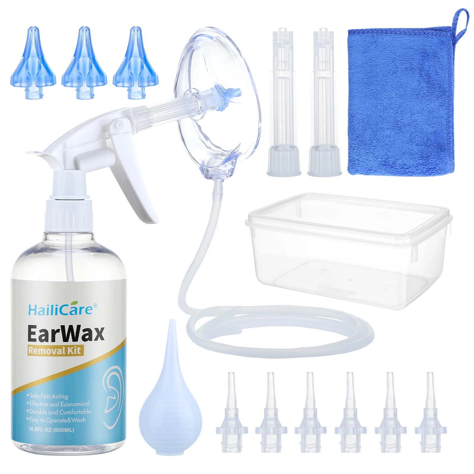 500ml Ear Irrigation Washing Kit Ear Wax Cleaning Tool Ear Wax Removal Set Ear Cleaning With Squeeze Bulb/Syringe/Brush