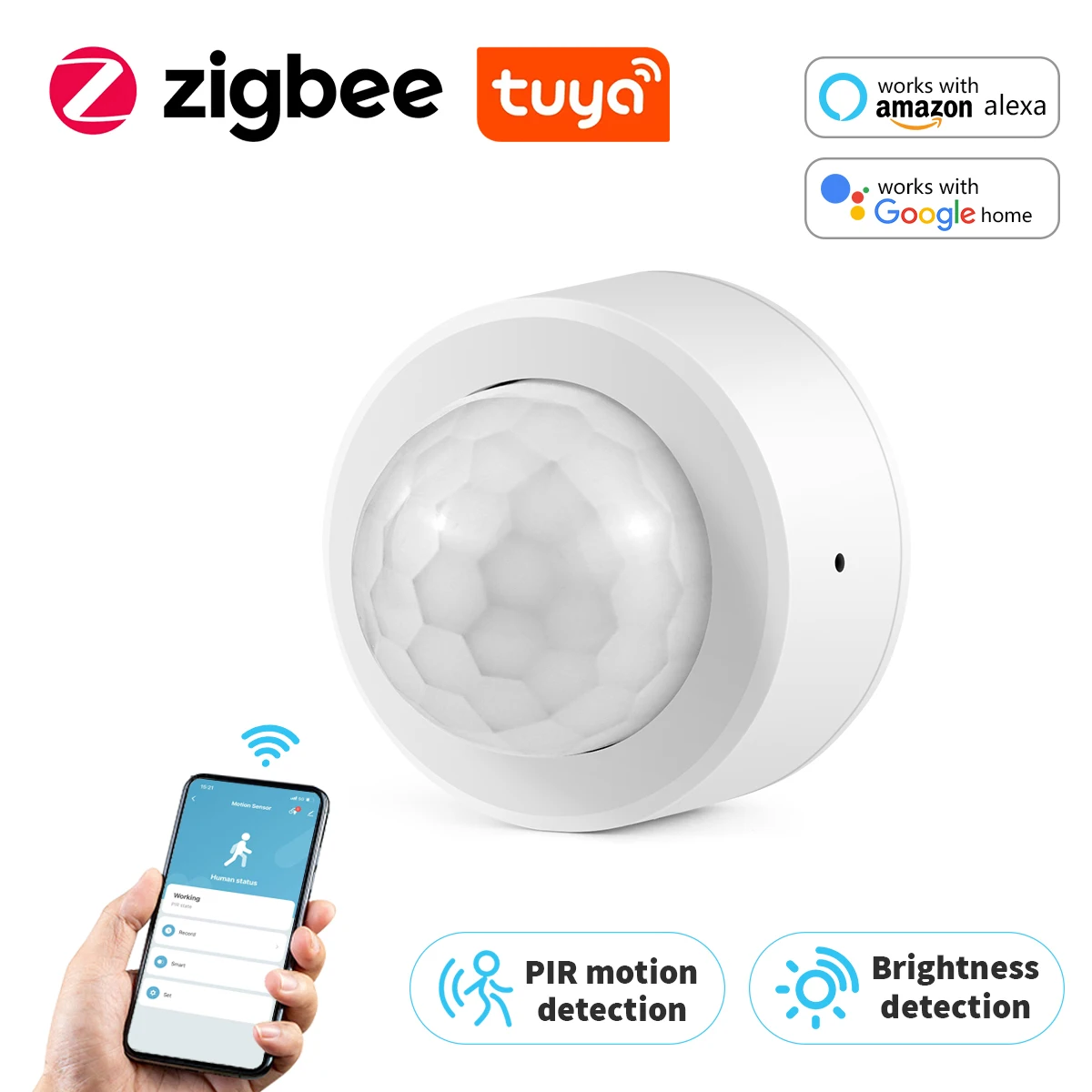 Zigbee Human Infrared Sensor Tuya Smart Life Security Alarm Mini Body Infrared Detector Suitable for Alexa Google Home Gateway