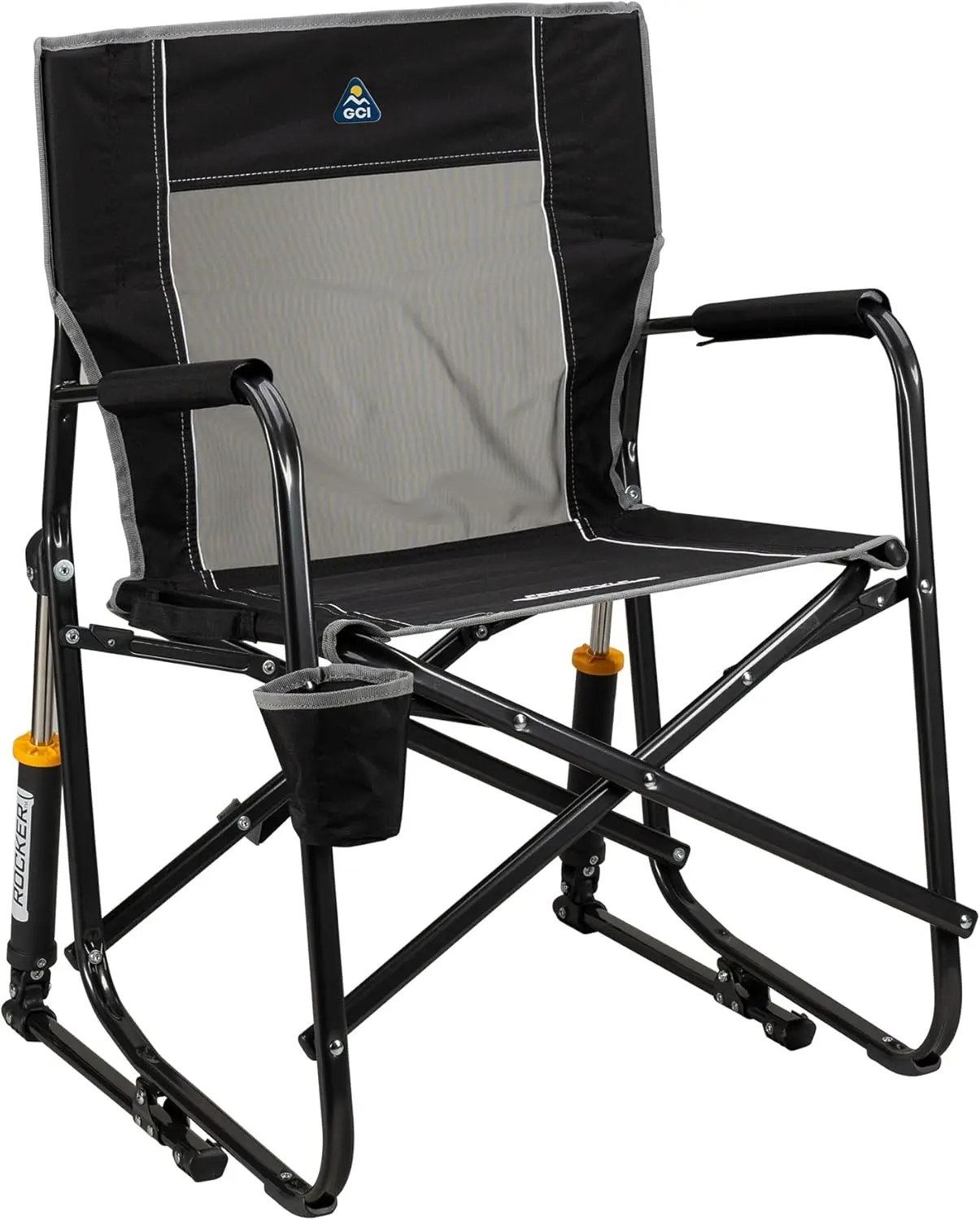

Portable Outdoor Rocking Chair with Beverage Holder, Folding Design for Camping and Sports Events