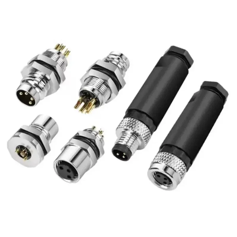M8 Sensor Connector Panel Back Mount Waterproof Flange Socket Threaded Coupling Male&Female 3Pin 4Pin 5Pin A Type