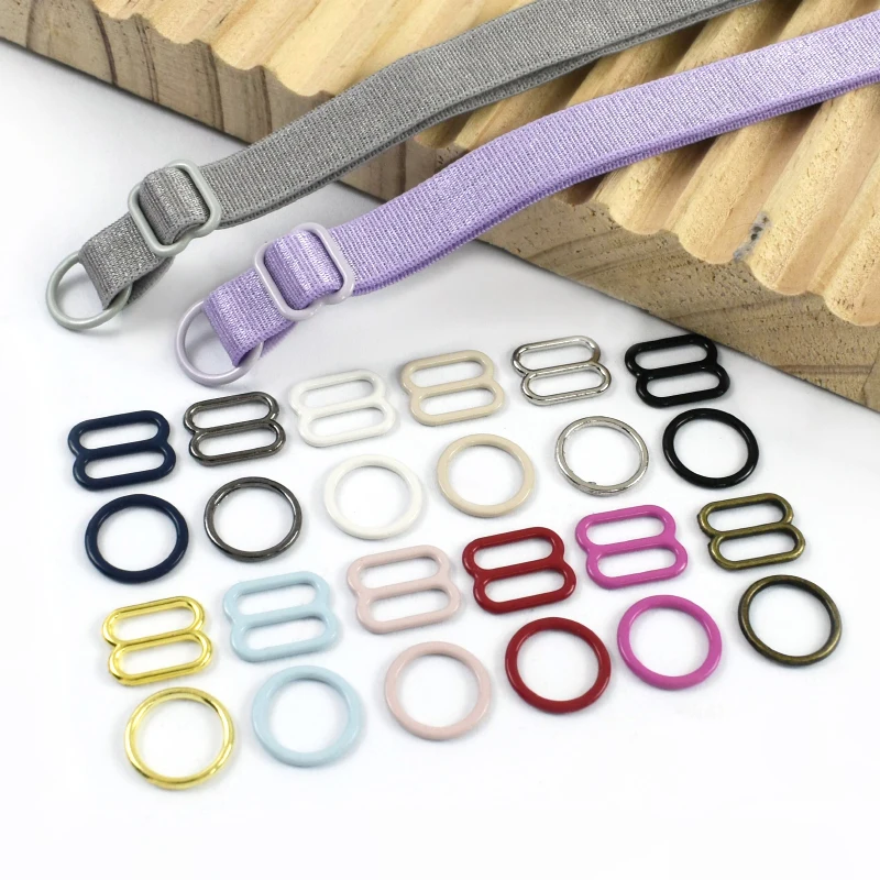 50/100 Stück 10mm Riemenverstellschnallen für BH, Rock, Schulterriemen, O-Ringe, Unterwäsche-Schieberinge, Karabinerhaken, Nähzubehör