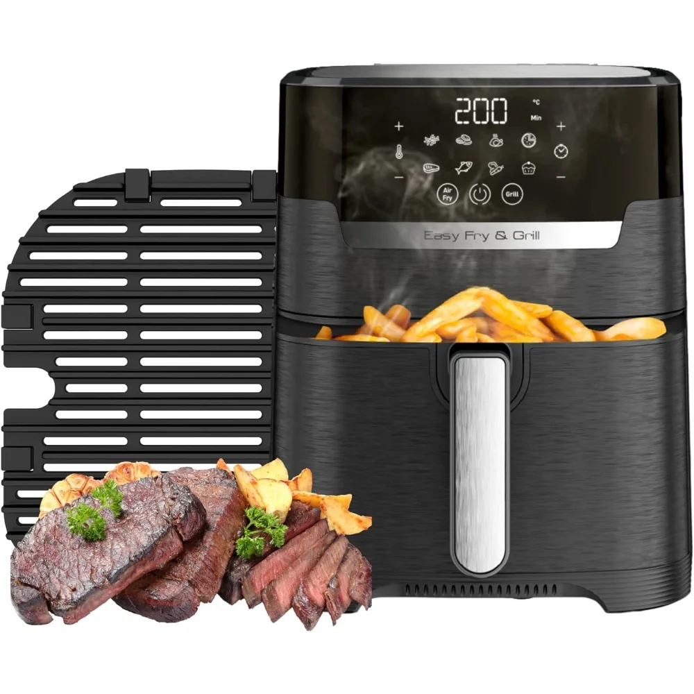 

2 in1 XL Air Fryer, Programmable Digital Touchscreen & Nonstick Basket, 4.2L Low Oil Healthy Air Fryer