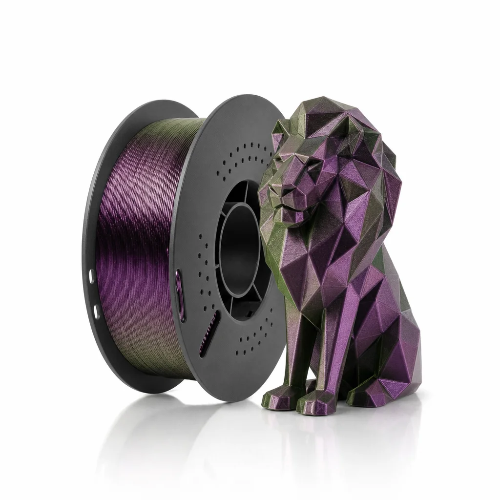 Flowfil 1/5/10kg PLA Filament 1.75mm +/- 0.02mm Burnt Titanium Color Changeable 3D Printer Filament 1kg (2.2lbs) Chameleon Changing Colors with Light Perfectly Hide The Layer Line