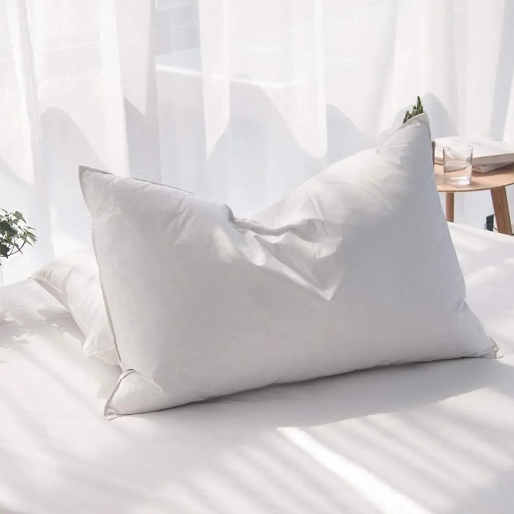 

Luxury Goose Feather Down Pillow Queen, Hotel Quality Fluffy Bed Pillow, Soft Sleep Pillow, Organic Cotton Cover (20x28)