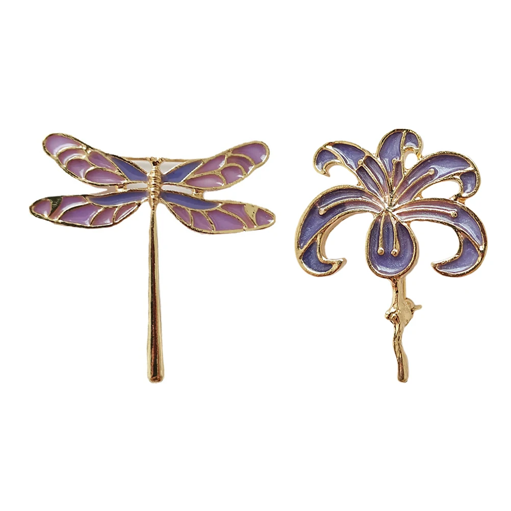 

2 Pcs Fashion Breastpin Alloy Flower Breastpin Lilac Fixing Brooch Brooch Color Fashion Fixing Pin Great Gift