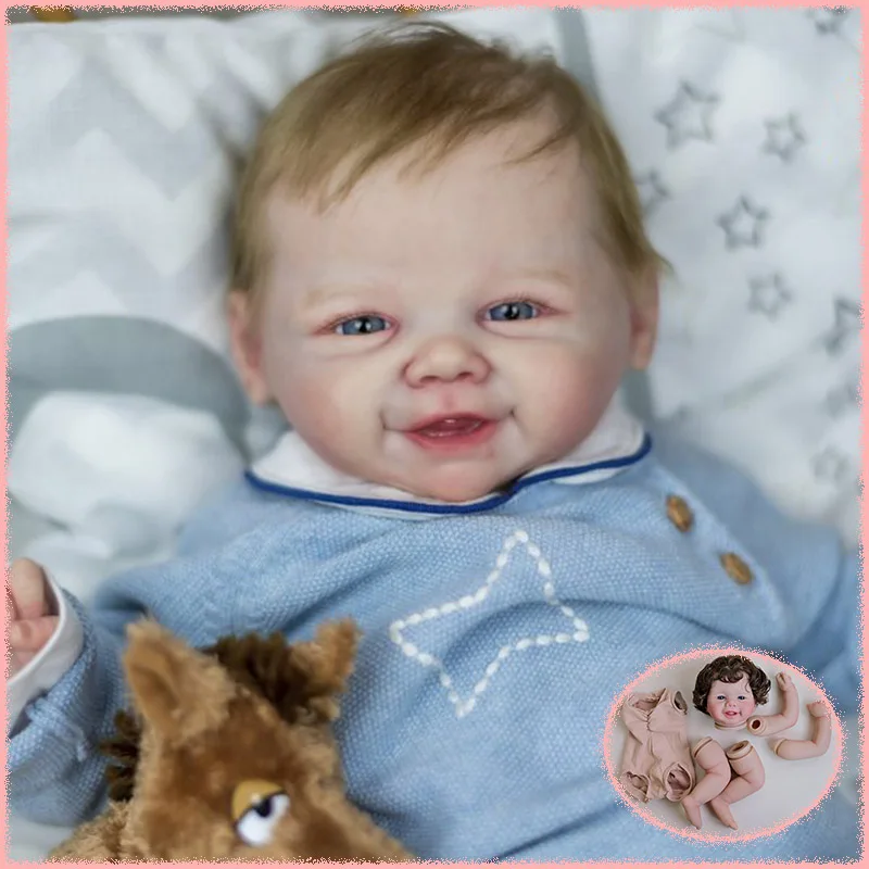19inch With Visible Veins Hand-Rooted HairLifelike Reborn Vivienne Awake Doll Kit DIY Already Painted Baby Doll Parts 3D Skin