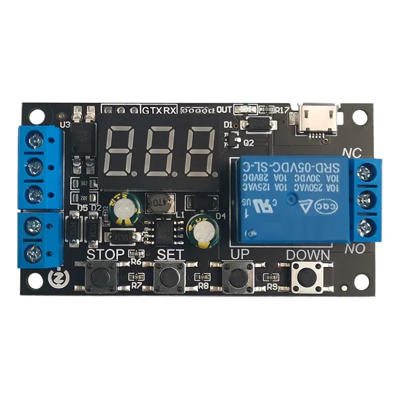 ZK-TD2 1 Channel DC 5 -30V Trigger Delay On/Off Cycle Timer Relay Switch Module with Digital LED Display Micro USB 0.1s -999min