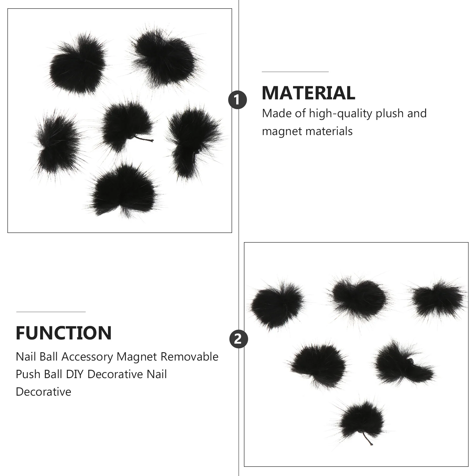 

6Pcs Nail Art Accessories Creative Pompom Decorations Safe Durable Manicure Stickers DIY Parts Nail Decorations