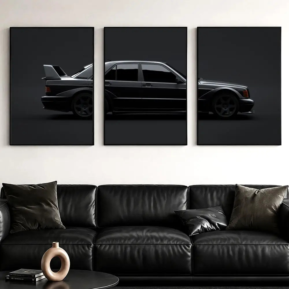 Classic 190E Sports Sedan Painting Calligraphy Canvas Poster Set Wall Artwork Prints for Bedroom Living Room Home Decor Gift