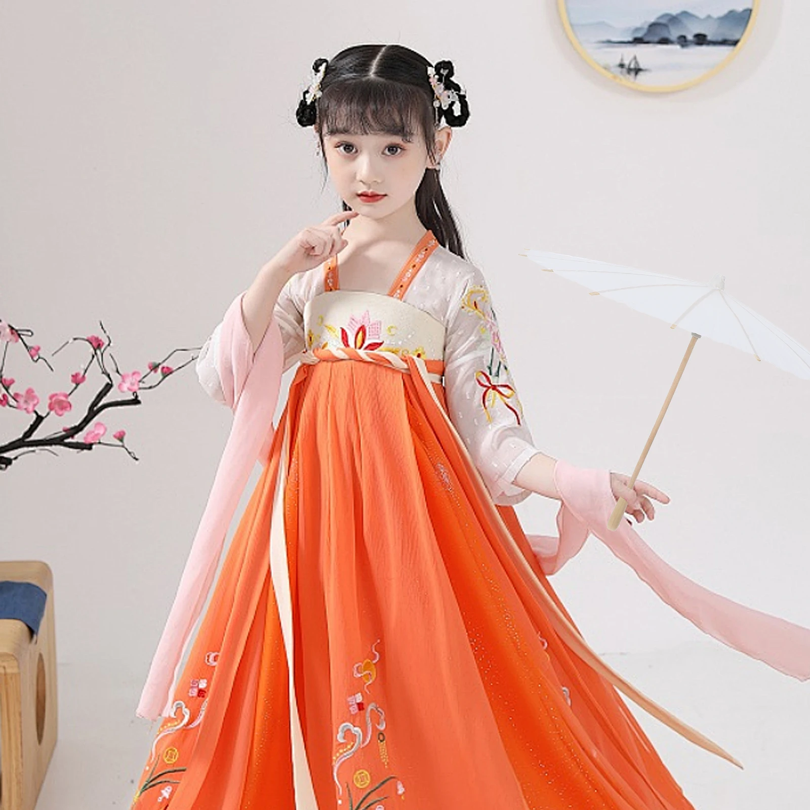 

2Pcs Hand-Painted White Paper Umbrellas DIY Oil Paper Parasols Creative Set Wedding Parasol Umbrella for Sun