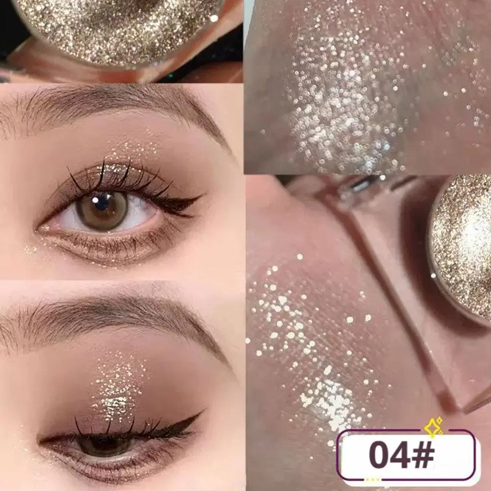 1Pc Diamond Glitter Oogschaduw Glanzend Parelmoer Wit Bruin met Flash Oogschaduw Palet Langdurige Ogen Make-up Cosmetica