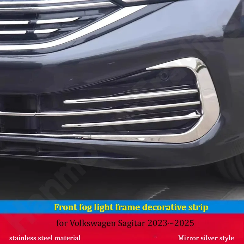 for Volkswagen Sagitar 2023~2025 Front fog light frame front face decorative strip/grille fang bright strip/decorative items