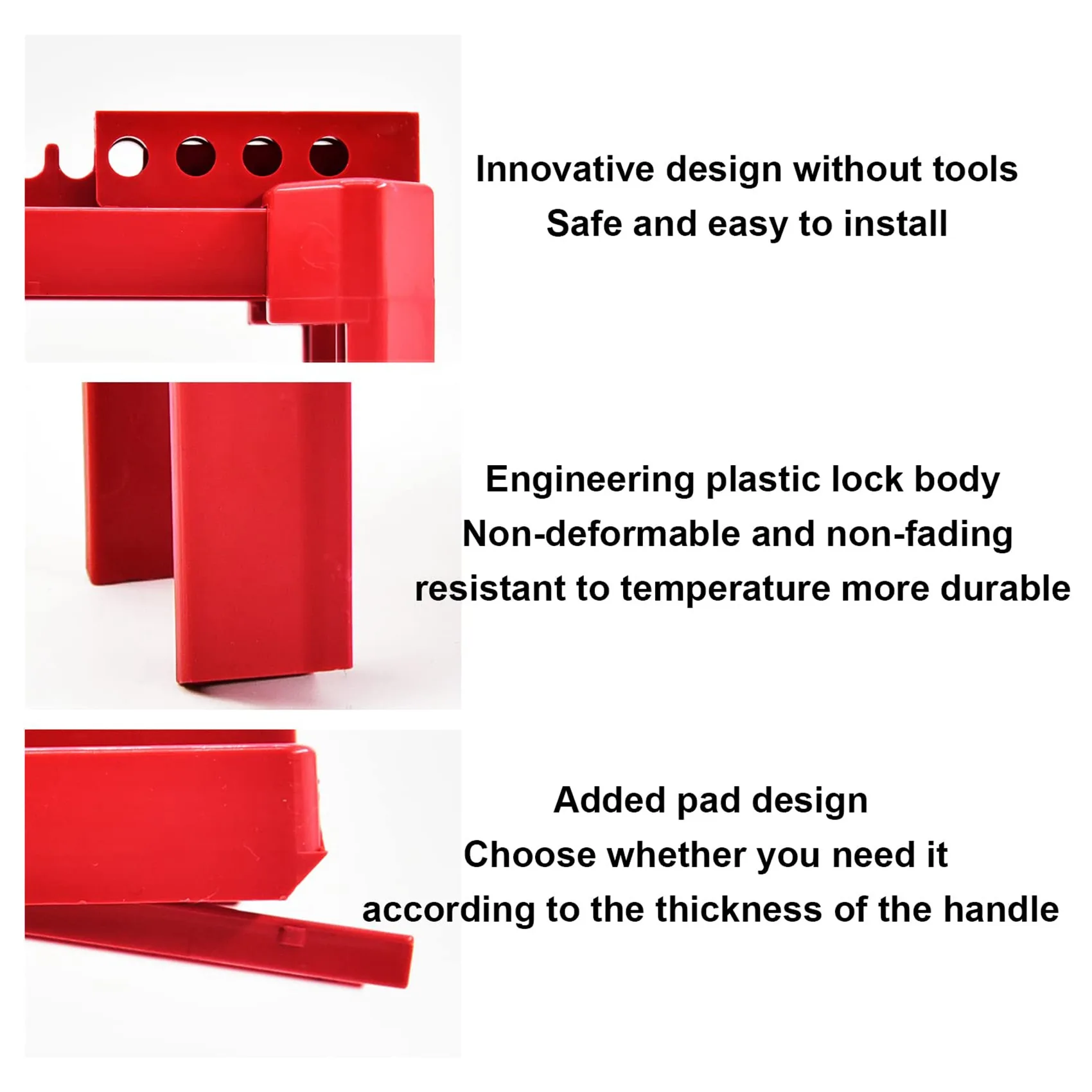 【LAST CHANCE】8X Ball Valve Locking, Adjustable Ball Valve Locking Device, Small, For 1/2Inch-2-1/2Inch Outer Pipe Diameter, Red
