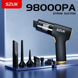 SZUK 98000PA Car Vacuum Cleaner Mini Strong Suction Powerful Cleaning Machine Handheld Portable Wireless for Car Home Appliance