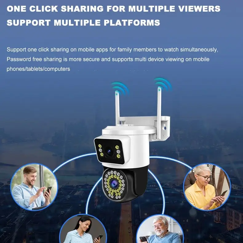 8MP Outdoor Dual Lens Wireless PTZ Alarm IP Dome Camera Full Color AI Humanoid Detection Home Security CCTV Baby Monitor