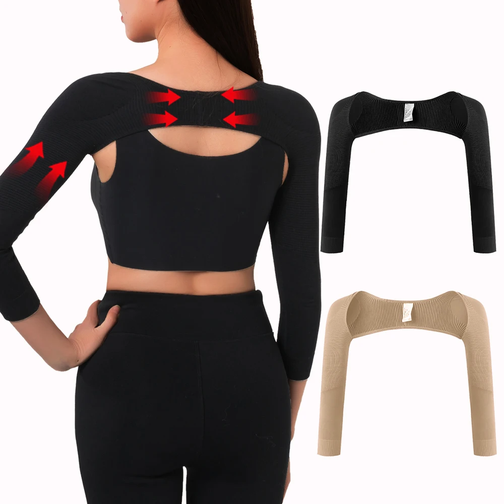 Arm Shaper Women Shoulder Slimming Compression Shapewear Arm Sleeves Body Shaper Humpback Posture Corrector Back Support Tops