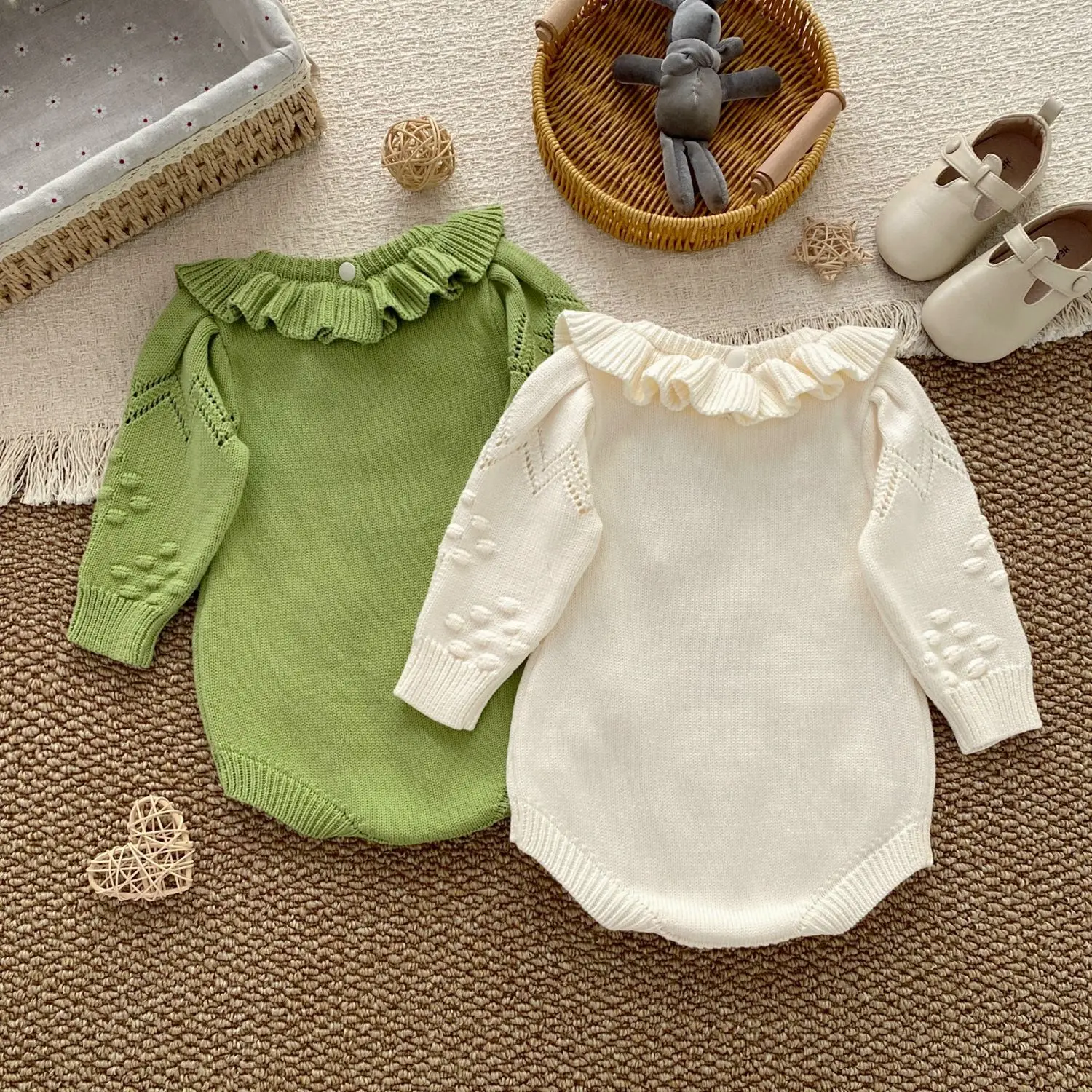 0-24M Newborn Kid Baby Girl Winter Sweater Warm Thick Clothes Long Sleeve Baby Knit Romper Cute Bodysuit Outfit