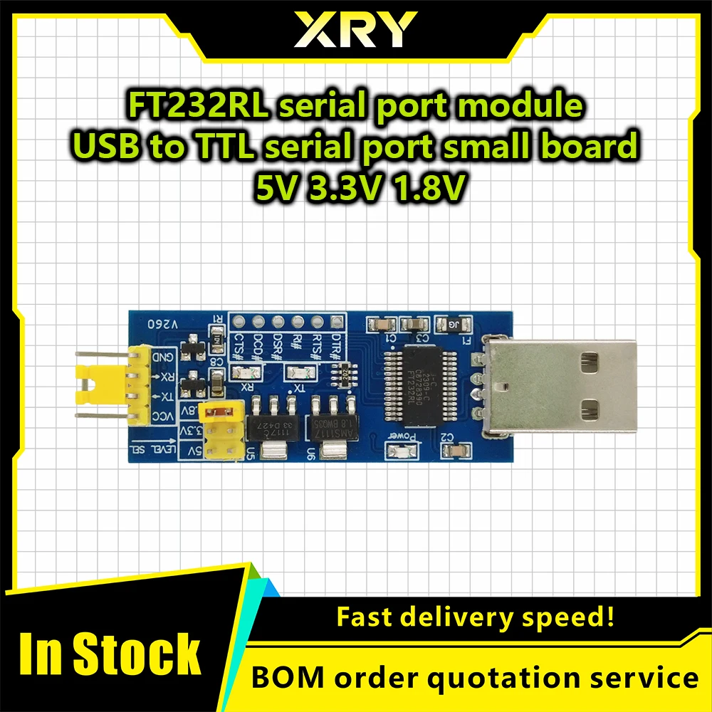 XRY FT232RL serial port module USB to TTL serial port small board 5V 3.3V 1.8V level Download the burn line