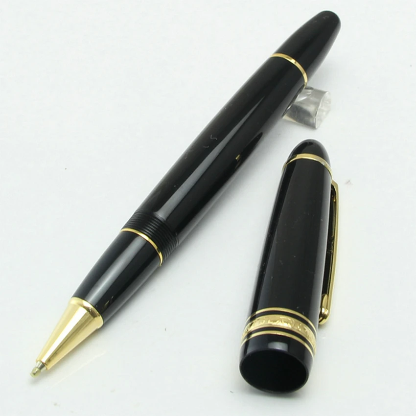 High Quality New MB 149 Piston Fountain Pen Gold Trim Monte Black Rollerball Office Calligraphy Ink Pen with View Window