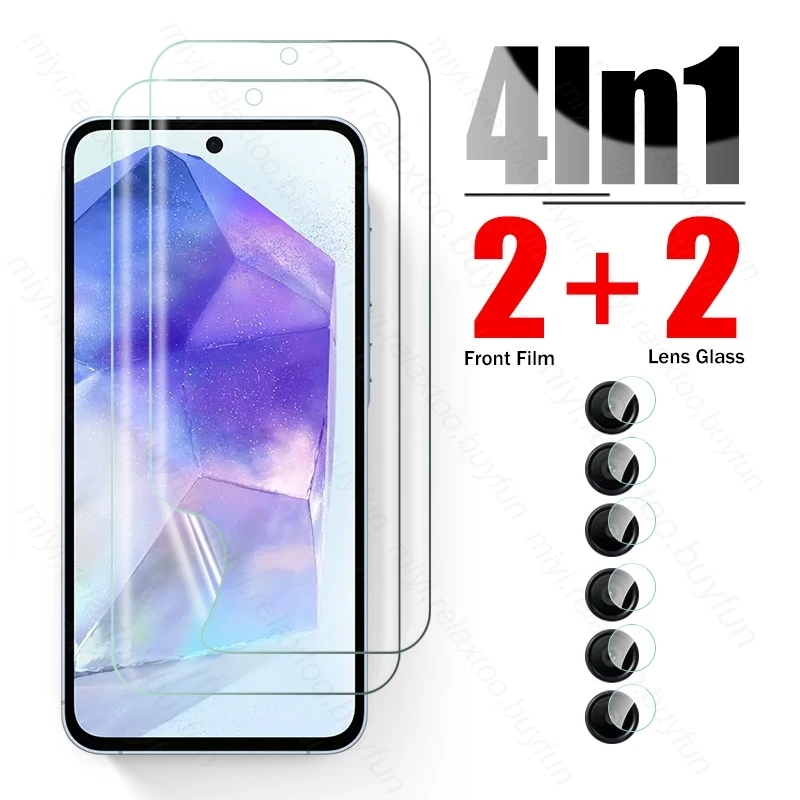 4In1 Hydrogel Film Screen Protector For Samsung Galaxy A55 5G 2024 Camera Protective Glass Sumsung A 55 35 25 15 55A 35A 25A 15A