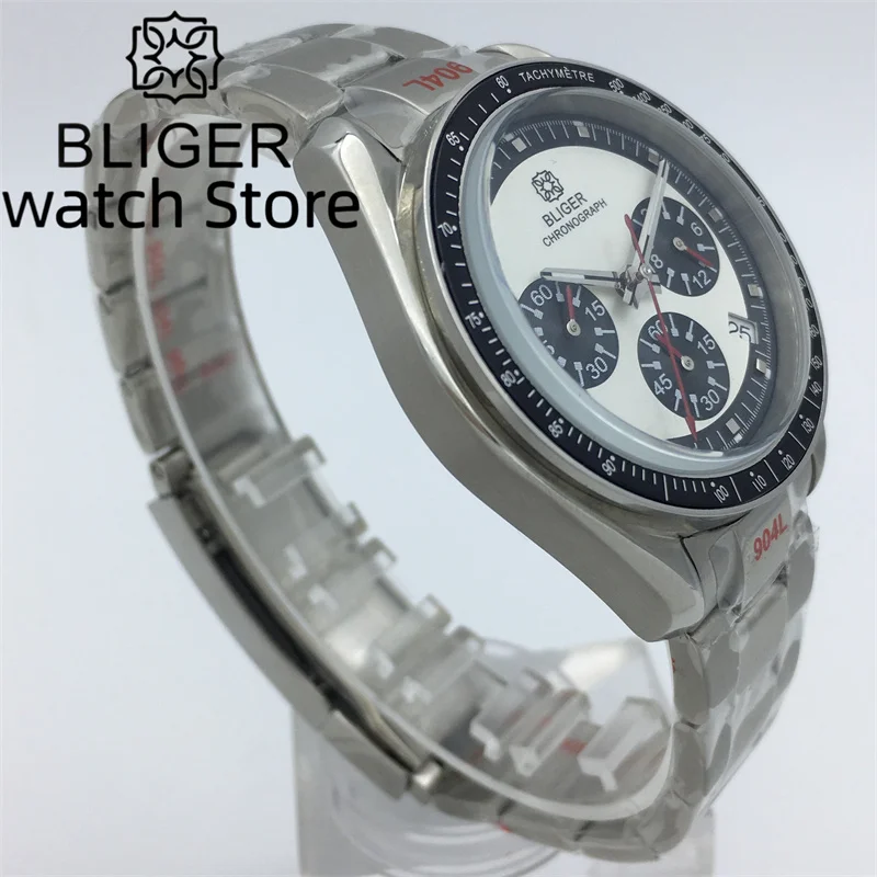 ساعة كوارتز كرونوغراف بقياس 40 ملم للرجال VK63 حركة أوتوماتيكية للتاريخ وسوار من الفولاذ المقاوم للصدأ