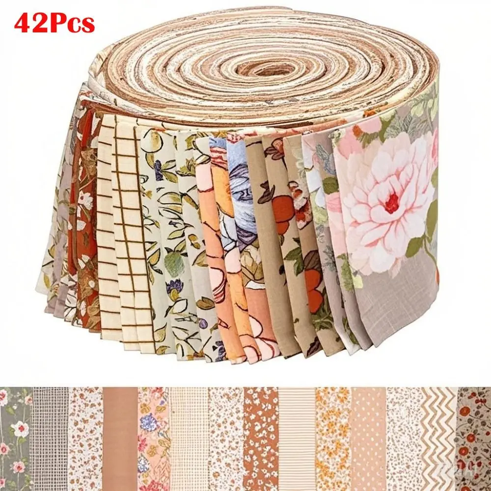 

42Pcs Colorful Printed Precuts Fabric Jelly Rolls 6.5x50CM Cotton Patchwork Strips DIY Sewing Material