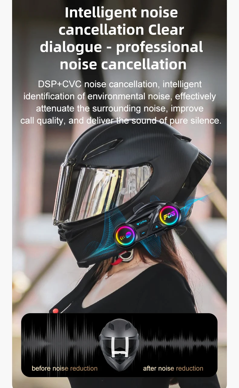 Y13 Pro Motorrad Helm Bluetooth Headset Intercom Entfernung 500M Chip V6.0 Stereo FM Radio Mischen Musik Teilen – Detail 14