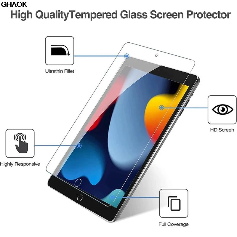 iPad 10.2inch tempered glass screen protector 9H hardness HD transparent screen protector 9th 8th 7th 2020  A2197 A2602 A2603