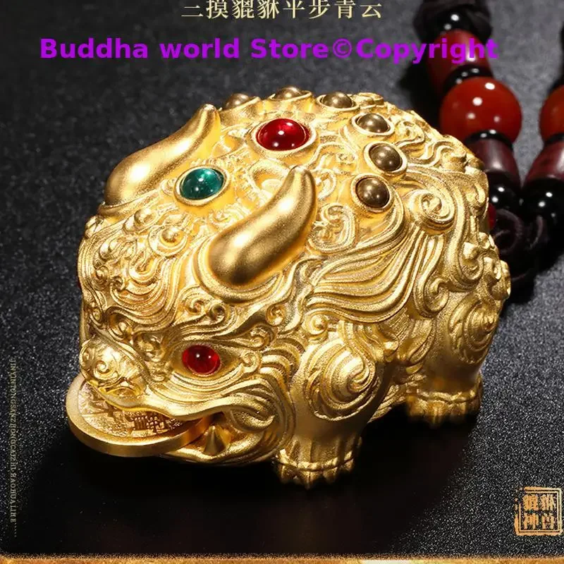 High grade GOOD LUCK mascot Success Regulating spirit BRASS dragon PI XIU hand piece Talisman bring Fortune money Good luck GIFT