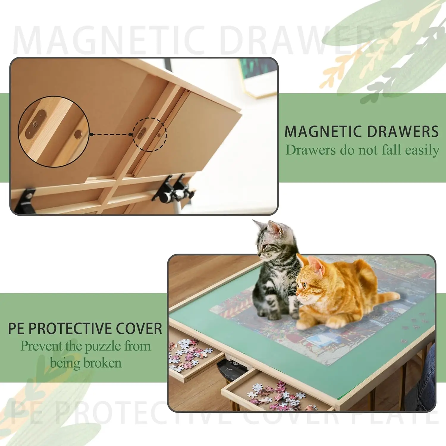 1500 조각 퍼즐 테이블 (서랍 포함) 각도 및 높이 조절 가능한 퍼즐 테이블 성인용 틸팅 접이식 휴대용 퍼즐