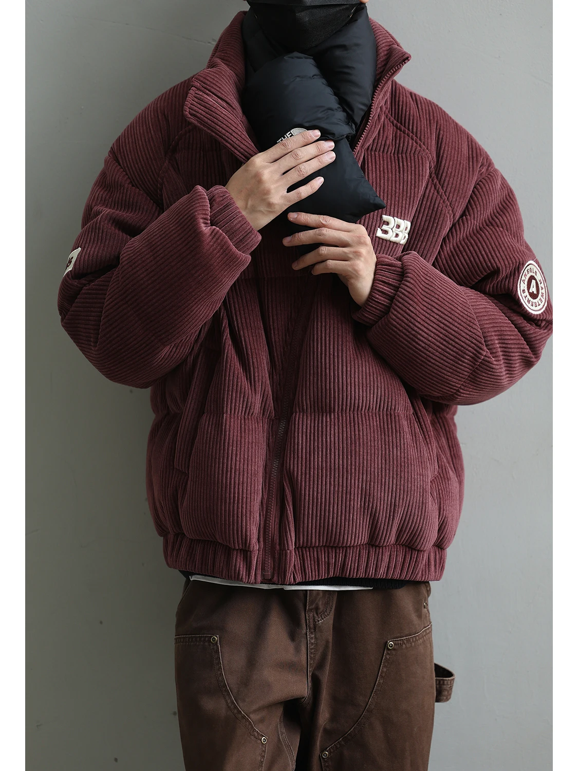 

LH Store Men's Winter Thiened Corduroy down Jaet Stand Collar Warm Workwear White Du down Outerwear Trendy Youth Faion