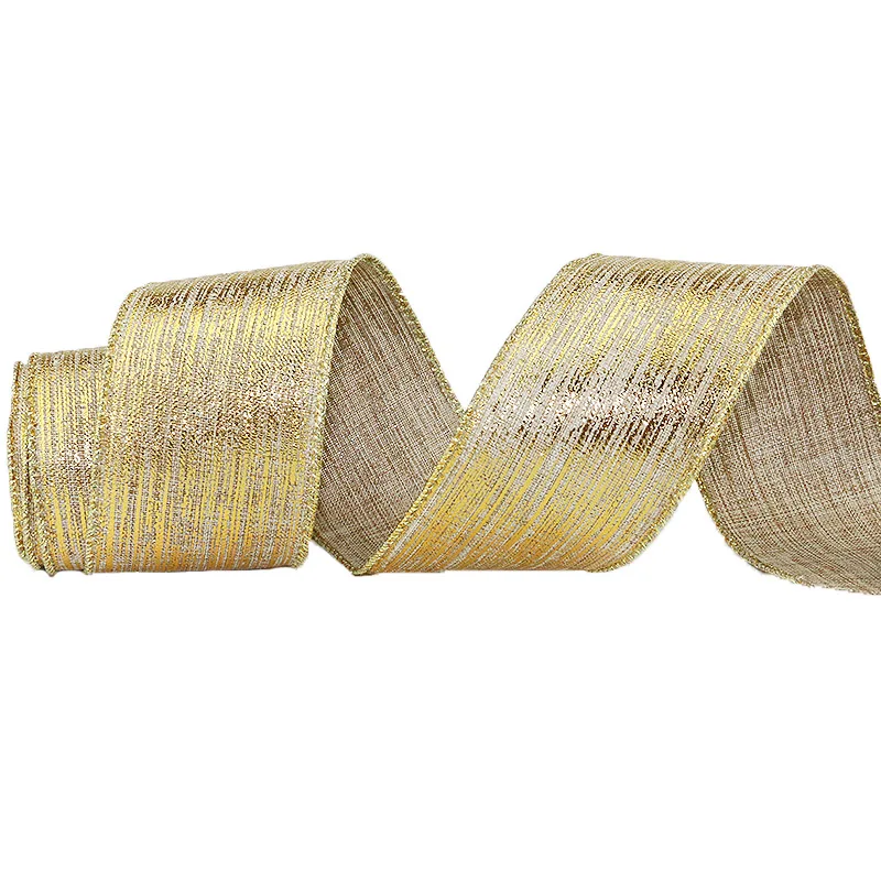 (2Meters/roll)5cm Christmas Gold Onion Cloth Ribbon Gift Box Strap Handmade Hair Accessory Holiday Atmosphere Decoration