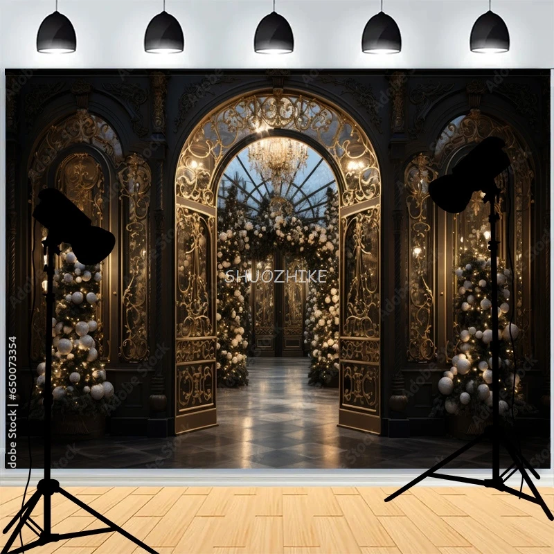 يوم عيد الميلاد Wreach ندفة الثلج خلفيات للتصوير الفوتوغرافي الموقد شتاء السنة الجديدة كوخ غرفة المعيشة الديكور خلفية CC-04