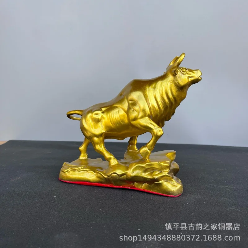 Bronze Ox Figurine All Copper Ox Turning the Tide Craft Decoration Wealth-Attracting Office Desk Living Room Zodiac Ox
