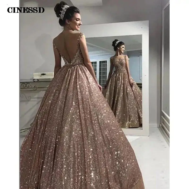 Современное розовое золото, африканские Светоотражающие платья Quinceanera, вышитые бисером кристаллы, блестящее официальное платье с открытой спиной