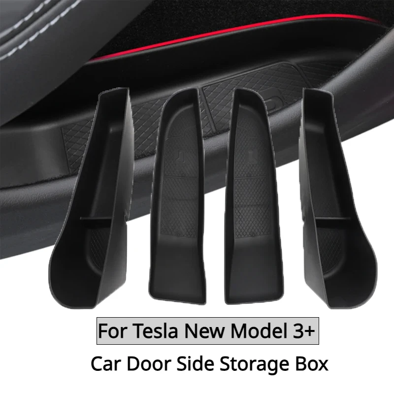 Caja de almacenamiento lateral para puerta de coche Tesla, organizador de puerta delantera y trasera, bandeja Interior, accesorios para automóviles, Modelo 3 Highland 2024