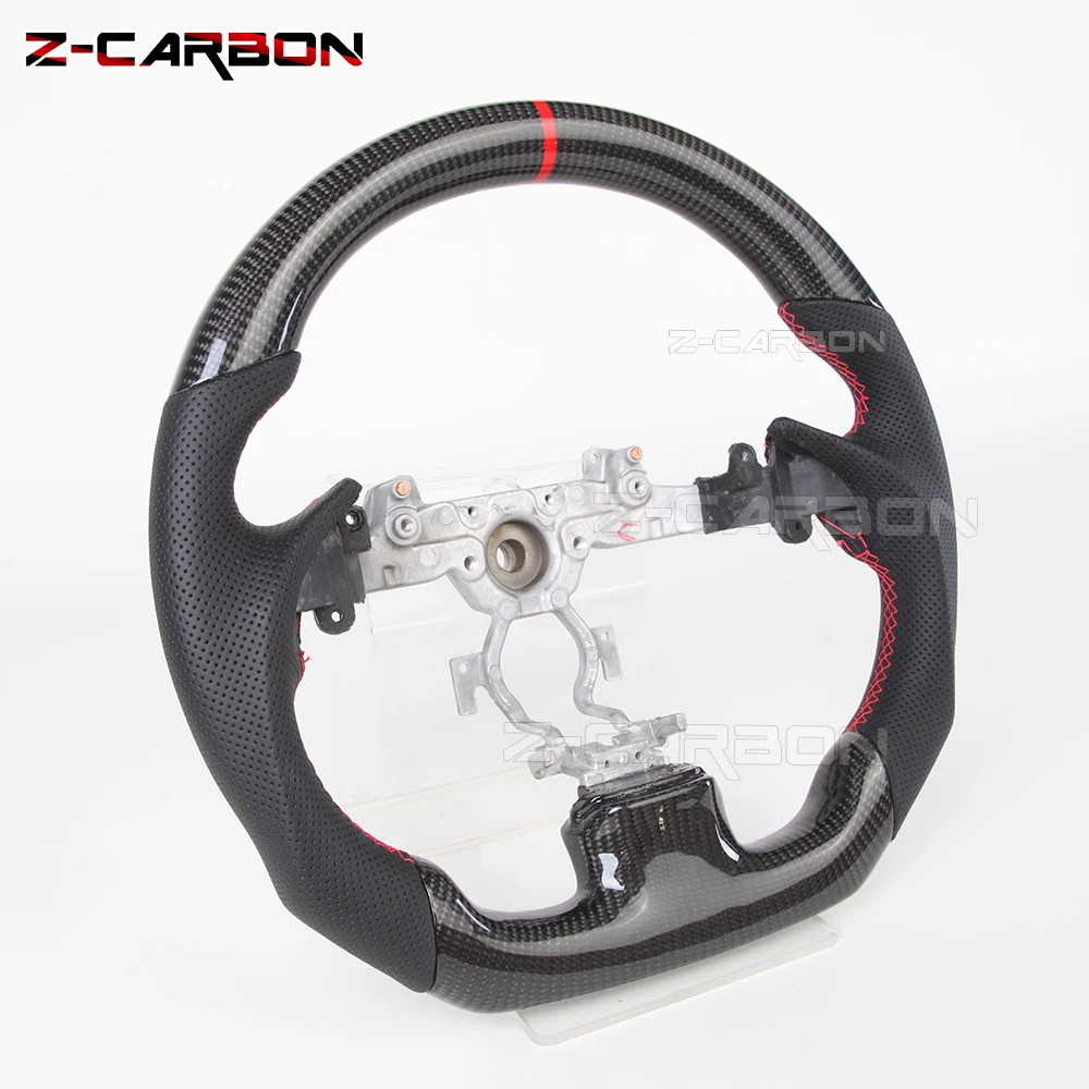 For Infiniti G37 G35 Q60 Carbon fiber leather steering wheel G37 Steering Wheel Red Perforated Leather With Trim Cover 09-13