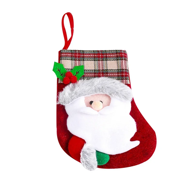 Medias navideñas, bolsa de regalo de dulces, calcetines de alce y muñeco de nieve de Papá Noel 3D, decoración duradera