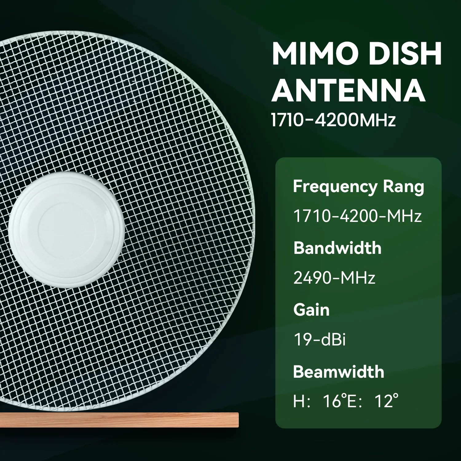 SUNCOMM Q1742-40 Strong Signal Small Size Outdoor Antenna High Gain 19dBi 1710-4200MHz 2X2 MIMO Communication Dish Antenna